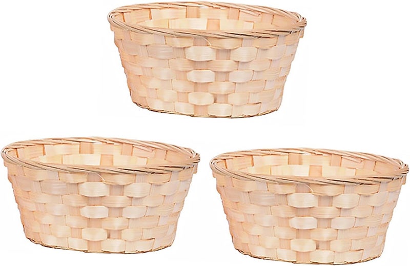 3pcs Woven Storage Baskets round Fruit Containers Handcrafted Weaving Holders for Kitchen Organization and Fruit Display Diameter 18cm Height 7cm - Image 1