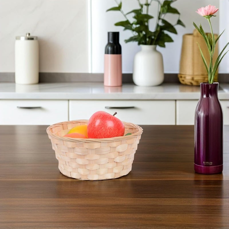 3pcs Woven Storage Baskets round Fruit Containers Handcrafted Weaving Holders for Kitchen Organization and Fruit Display Diameter 18cm Height 7cm - Image 4