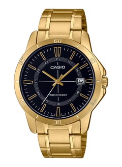 CASIO Men's Quartz Black Dial Gold Stainless Steel Watch MTP-V004G-1CUDF 