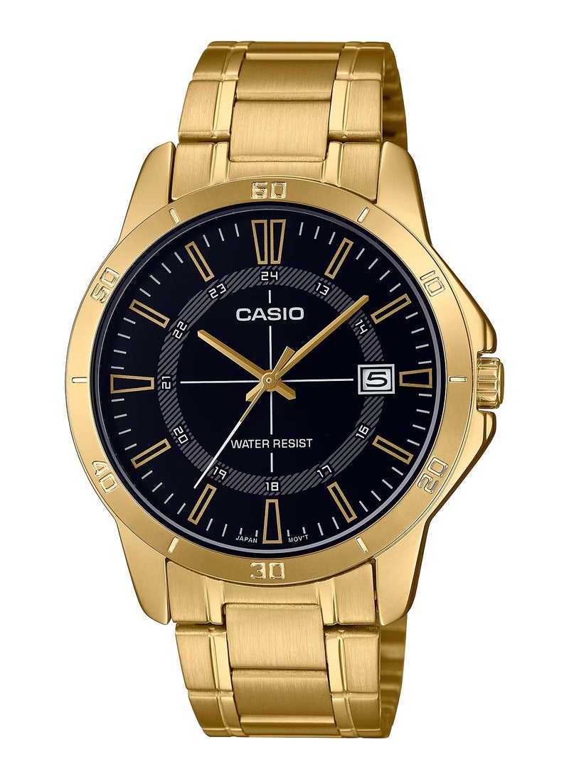 CASIO Men's Quartz Black Dial Gold Stainless Steel Watch MTP-V004G-1CUDF 