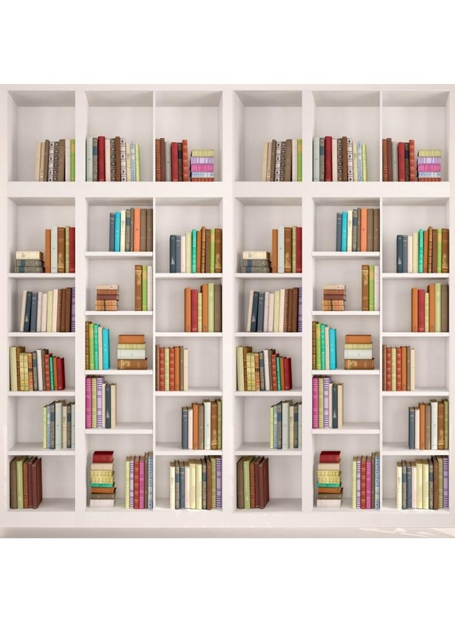 AOFOTO - 6X6Ft Modern School Bookcase Background Library Books Shelves Study Bookrack White Bookshelf Backdrop With Floor For Photography Students Teachers Portrait Photoshoot Vinyl Photo Studio Props - Image 1