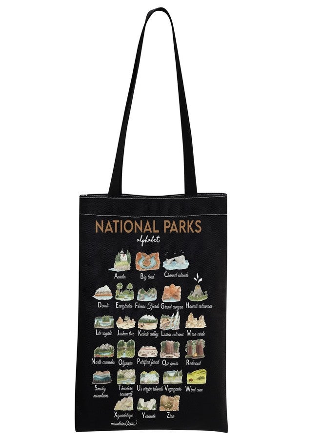 MNIGIU National Parks Tote Bag US National Parks Bag Camping Hiking Lover Gift Hiker Gift Camper G-ift (Tote Black) - Image 1