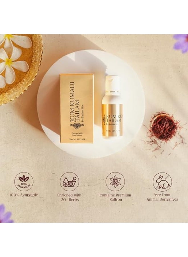 vasu Kum Kumadi Tailam 50 ml Oil Enriched With Pure Saffron For Radiant Skin - Image 2