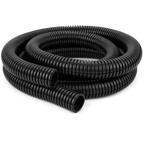 Electriduct 1" Flame Retardant Wire Loom Polypropylene Split Tubing Corrugated Conduit (23mm ID) - 10 Feet - Black - Image 1
