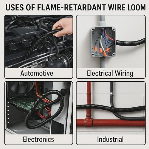 Electriduct 1" Flame Retardant Wire Loom Polypropylene Split Tubing Corrugated Conduit (23mm ID) - 10 Feet - Black - Image 2