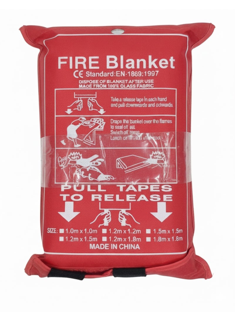 Fire Blanket 1.2 m × 1.2 m – Glass-Fibre Fire Safety Blanket, CE / EN 1869 Standard, Quick-Release Pouch - Image 1