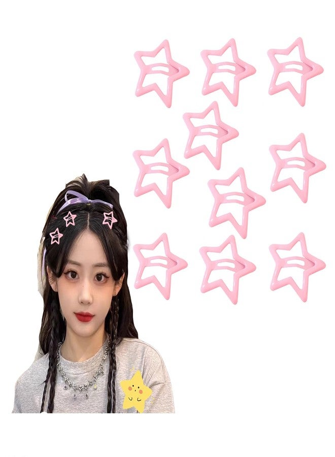 ZYALTFDC 10Pcs Pink Star Hair Clips for Women Girls 2000s Hair Accessories Hairclips Headpieces Non Slip Stars Snap Hair Clips for Women Teen Girls Y2K Snap Metal Hair Barrettes Pink Hairpin - Image 1