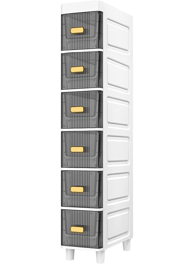 Slim Bathroom Cabinet, Bathroom Shelves, Waterproof Design, Standing Storage Cabinet with Slide Out Drawers, Narrow Floor Bathroom Organizer Next to Toilet (6)  - Image 1