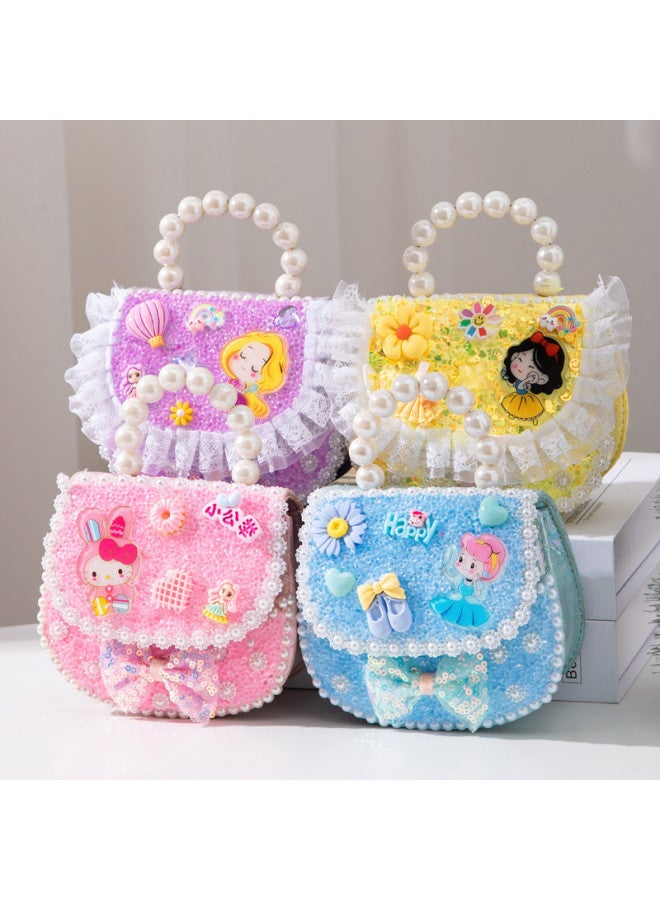 Qitong Fashion Satchel Handmade Diy Princess Handbag Girl's Backpack Satchel Toy Material Bag-Color:Fashion Shoulder Bag-yellow  - Image 2