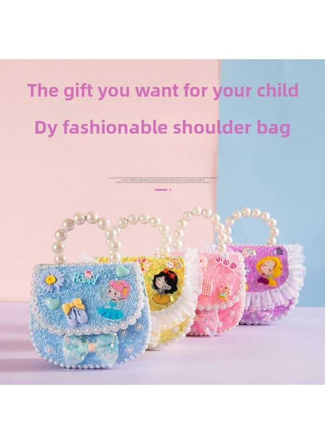 Qitong Fashion Satchel Handmade Diy Princess Handbag Girl's Backpack Satchel Toy Material Bag-Color:Fashion Shoulder Bag-yellow  - Image 4