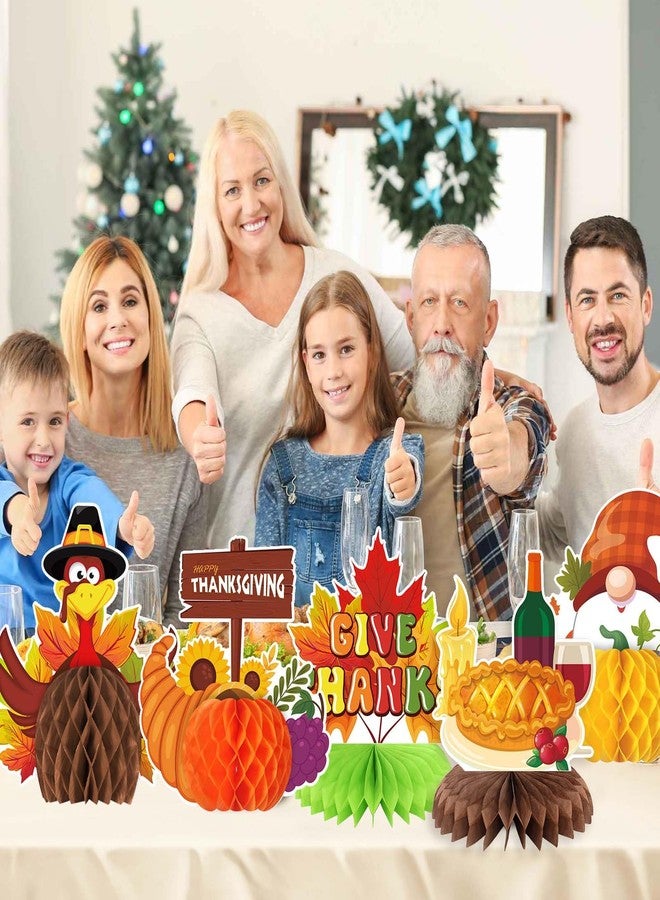 كيوبوت قطع مركزية لعيد الشكر من كيوبوت على شكل ديك رومي، 9 قطع، ديكور طاولة ثلاثي الأبعاد على شكل خلية نحل، ديكورات ريفية لخريف عيد الشكر، مستلزمات منزلية لعيد الشكر مع الأصدقاء - Image 3