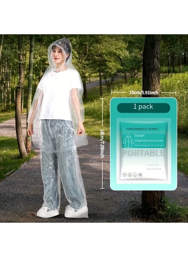 2 Sets Transparent Disposable Raincoat Portable Waterproof Jacket Outdoor Camping - Image 4