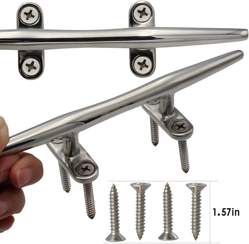 VEITHI 8/10/12/15 inch Dock Cleats - 316 Stainless Steel Boat Cleats Boat Dock Cleats,Open Base Dock Cleat with Fasteners,Marine Cleat Rope Cleat Boat Cleat for Boat/Deck/Nautical Decor(1,2,4,6 Pack) - Image 2