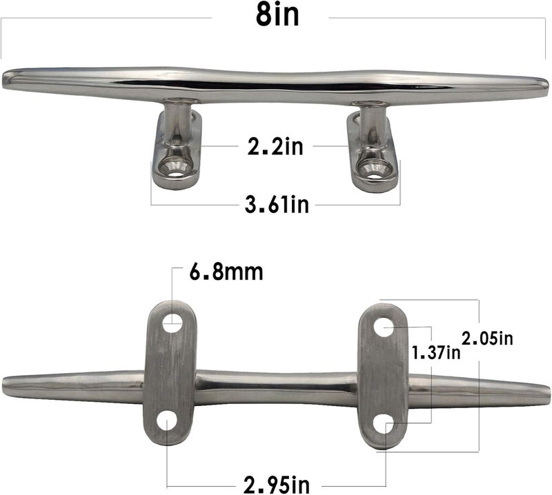 VEITHI 8/10/12/15 inch Dock Cleats - 316 Stainless Steel Boat Cleats Boat Dock Cleats,Open Base Dock Cleat with Fasteners,Marine Cleat Rope Cleat Boat Cleat for Boat/Deck/Nautical Decor(1,2,4,6 Pack) - Image 3