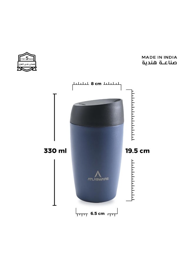 Atlasware A cup (mug) suitable for all drinks, with a capacity of 300ml. It keeps cold for 12 hours and hot for 6 hours, Navy Blue  - Image 2
