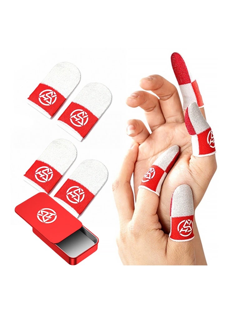 ACEDAYS 2 Pairs Mobile Game Touch Screen Finger Sleeve Super Highly Sensitive Feelers Smooth Operation Sweat Absorbing Odorless Breathable Seamless Finger Sleeve For Pubg And Much Other Games Play - (Red/With Box) - Image 1