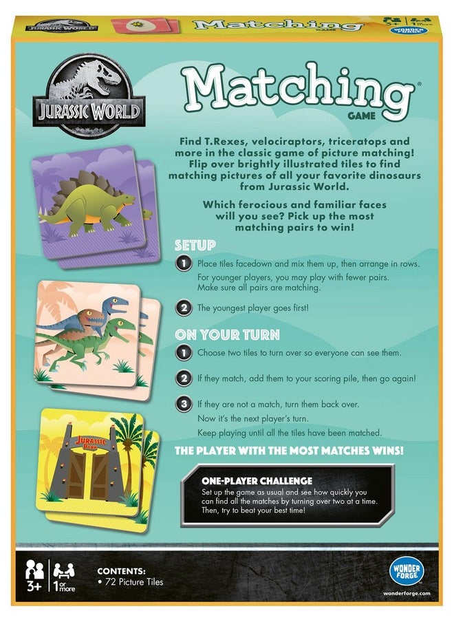 Wonder Forge Wonder Forge Jurassic World Matching Game | Exciting Memory Enhancer | Engaging Game for Kids and Adults | Featuring Glow-in-the-dark Dinosaur Outlines | Suitable for Age 3 and Up  - Image 3