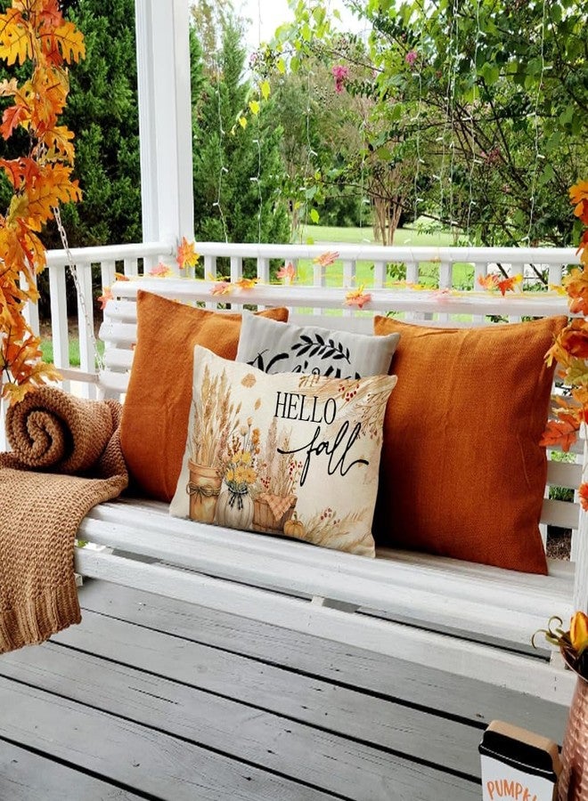 RABUSOFA Hello Fall Dried Pampas Grass Throw Pillow Covers 12x20 Inch,Autumn Floral Decor Thanksgiving Harvest Cushion Case Decoration for Home Sofa(Brown, 12" x 20") - Image 2
