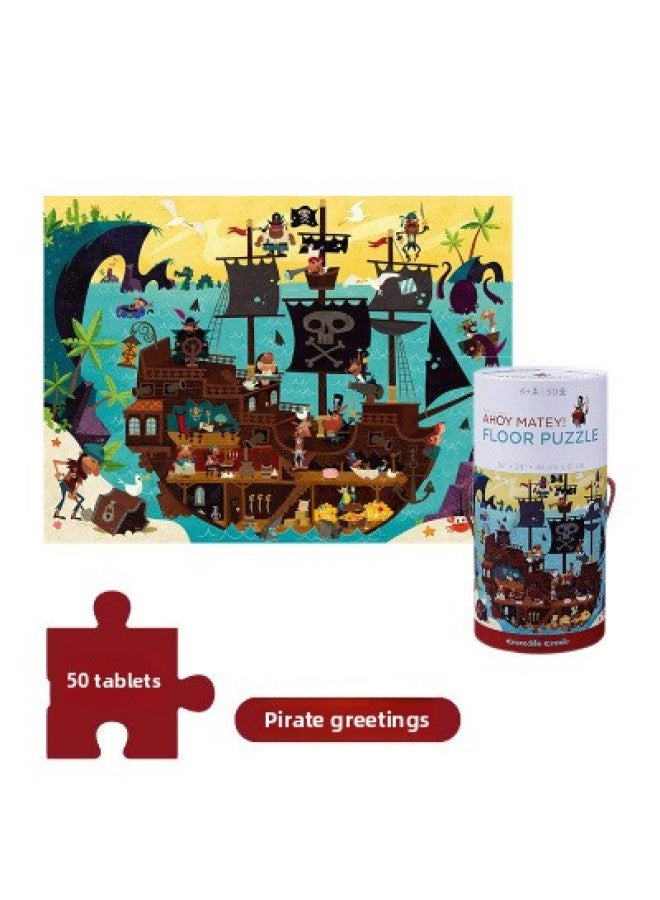 【التخليص】 مجموعة ألغاز American Crocodile Creek Crocodile Valley - اللون: 50 Pirates Greetings Ahoy Matey - Image 1