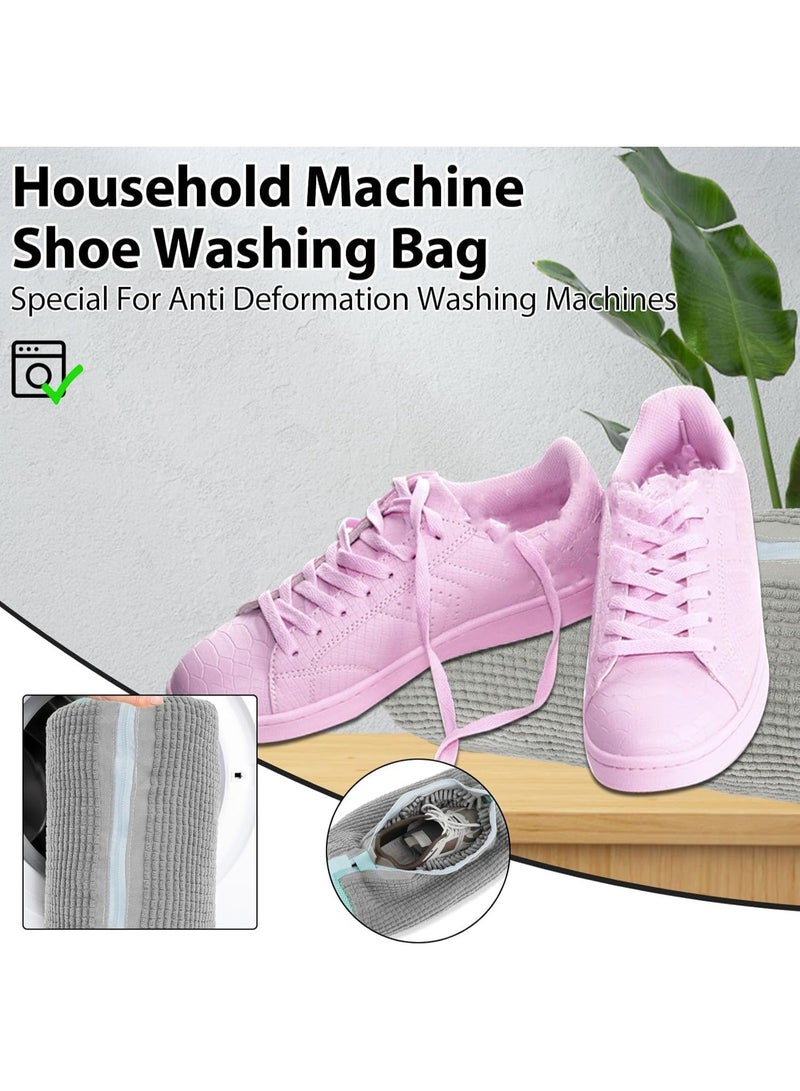 Shoes Laundry Bag, 2Pcs Portable Reusable Shoe Bag for Washing Machine, Washing Bag with Zipper, Sneaker Washing Bag for Washer and Dryer, Shoes Laundry Bag with Hook for All Shoes 39x19cm (grey) - Image 5