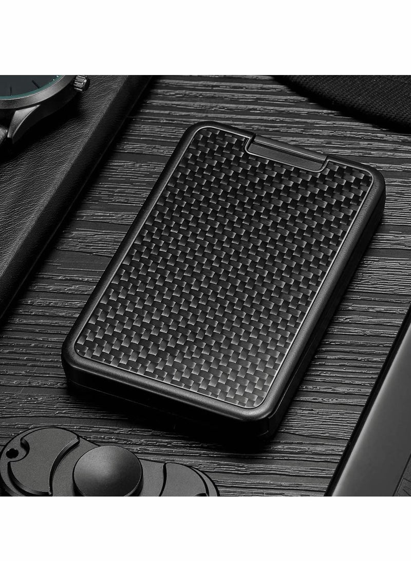 SYOSI Card Holder for Men, Minimalist Automatic Pop Up Rfid Blocking Carbon Fiber Hard Antitheft Wallets - Image 2