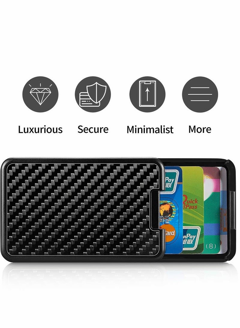 SYOSI Card Holder for Men, Minimalist Automatic Pop Up Rfid Blocking Carbon Fiber Hard Antitheft Wallets - Image 4