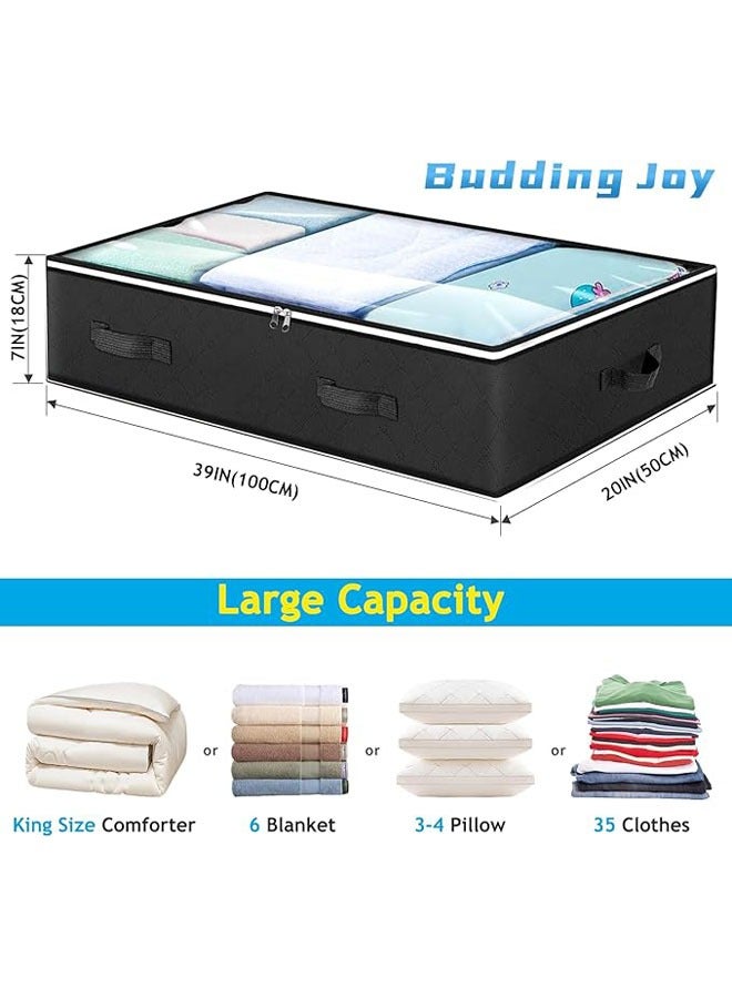 Arabest 4 Pack Under bed Storage Containers Organizer Large Capacity Underbed Clothes Storage Bins Organization and Storage Bedroom Foldable Storage Bags with Clear Window Black - Image 2