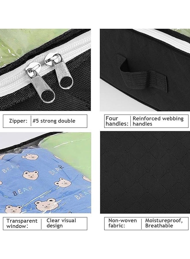 Arabest 4 Pack Under bed Storage Containers Organizer Large Capacity Underbed Clothes Storage Bins Organization and Storage Bedroom Foldable Storage Bags with Clear Window Black - Image 4