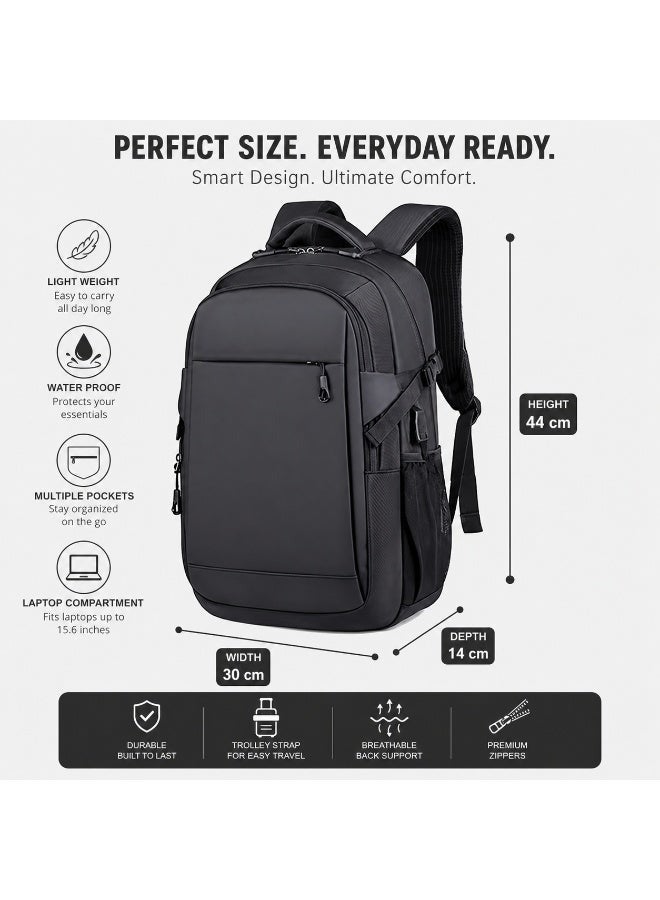 SamoDani Business Laptop Backpack, Anti-Theft & Waterproof, Fits 15.6” Laptop, Lightweight & Durable Travel Backpack for Work, Study & Daily Use (Black) - Image 5