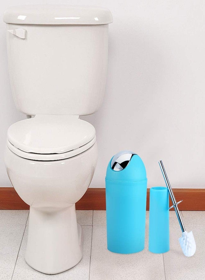 Ejoyous Bathroom Accessories Set 6 Piece Bath Accessory Bathroom Supplies Set with Bin Holder Dish Dispenser Tumbler Toothbrush Holder, Blue - Image 4
