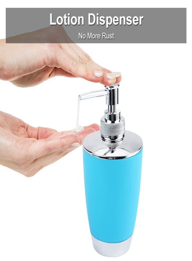 Ejoyous Bathroom Accessories Set 6 Piece Bath Accessory Bathroom Supplies Set with Bin Holder Dish Dispenser Tumbler Toothbrush Holder, Blue - Image 3