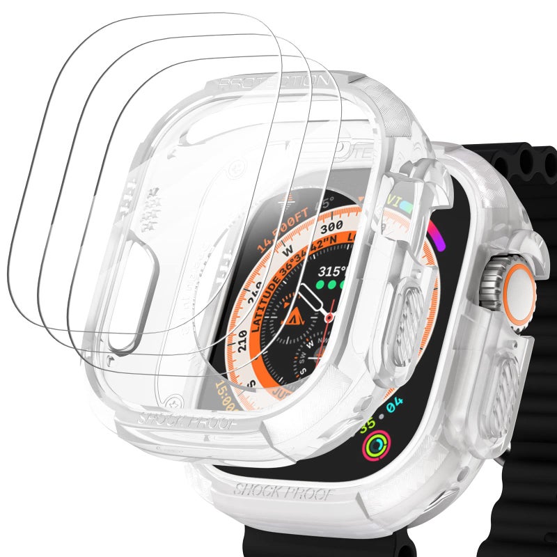 FULLIFE Apple Watch Ultra 49mm Rugged Bumper Case, Clear - Image 3