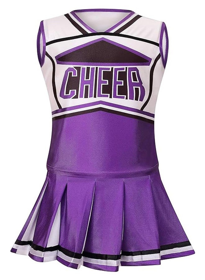 GRAJTCIN Cheerleader Outfit for Girls Cheer Uniform Cheerleading Costume Halloween Christmas Dress for 4-5 Years (120, Purple) - Image 3