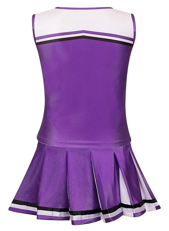 GRAJTCIN Cheerleader Outfit for Girls Cheer Uniform Cheerleading Costume Halloween Christmas Dress for 4-5 Years (120, Purple) - Image 5