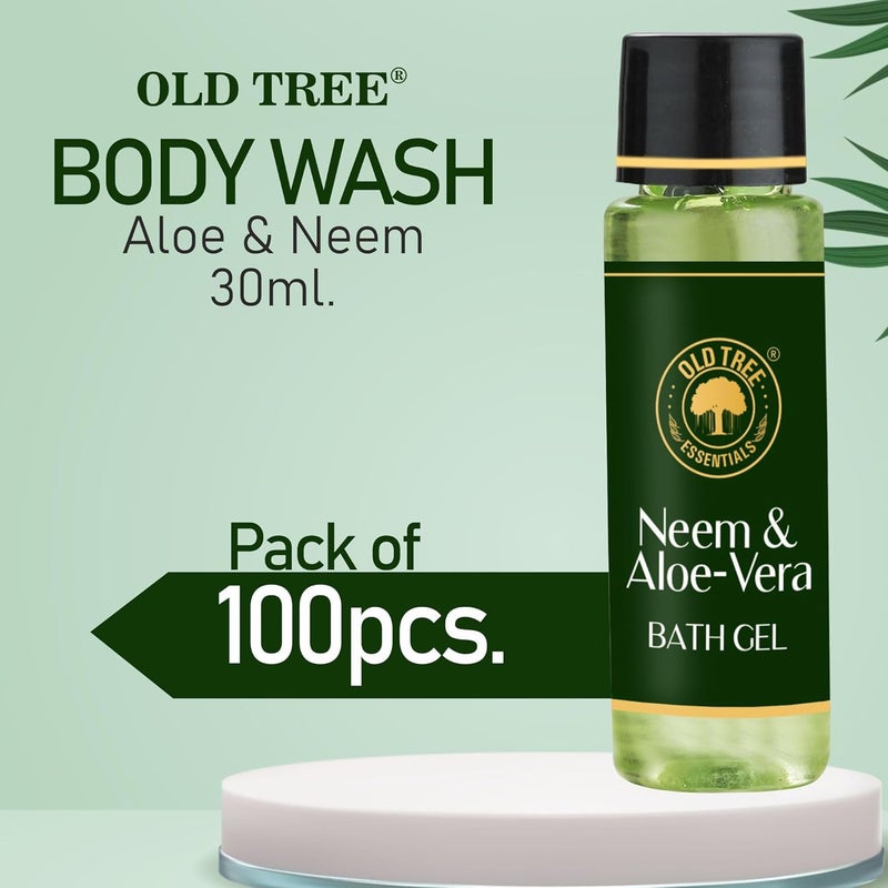 Old Tree Neem  Aloevera Bath Gel Toiletries Kit 30ml  Set of 100 Pcs  Travel Size Bath Gel for Body Wash Hotel Guest House  Hotel Amenities and Accessories - Image 3