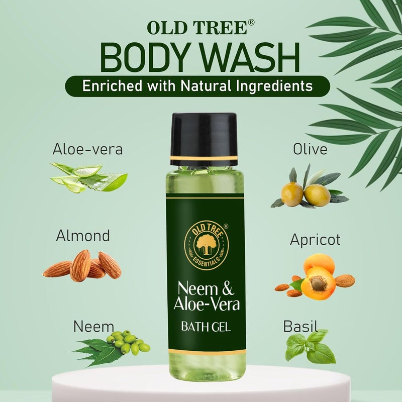 Old Tree Neem  Aloevera Bath Gel Toiletries Kit 30ml  Set of 100 Pcs  Travel Size Bath Gel for Body Wash Hotel Guest House  Hotel Amenities and Accessories - Image 4