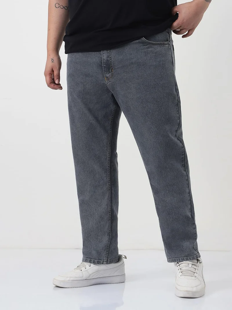 Urbano Plus Men's Grey Slim Fit Washed Denim Jeans Stretchable