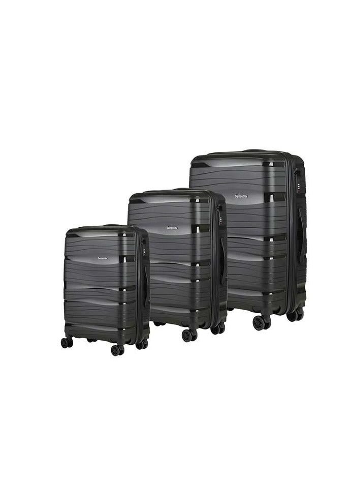 Travel-Ready 3-Piece Luggage Set - Expandable & Lightweight - Black - Image 1