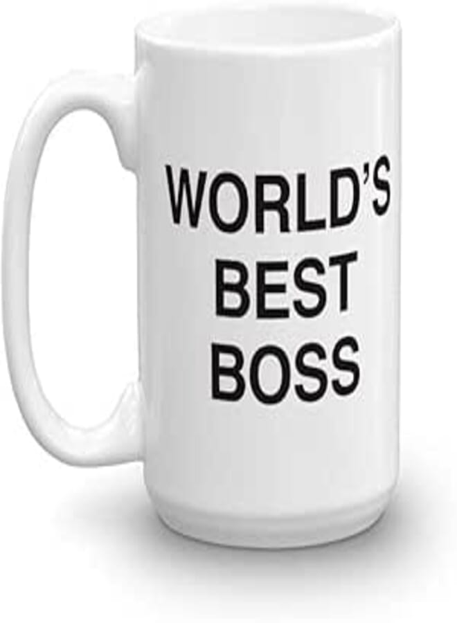 NBC The Office World's Best Boss Dunder Mifflin Ceramic Mug, White 15 oz - Official Michael Scott Mug As Seen On The Office