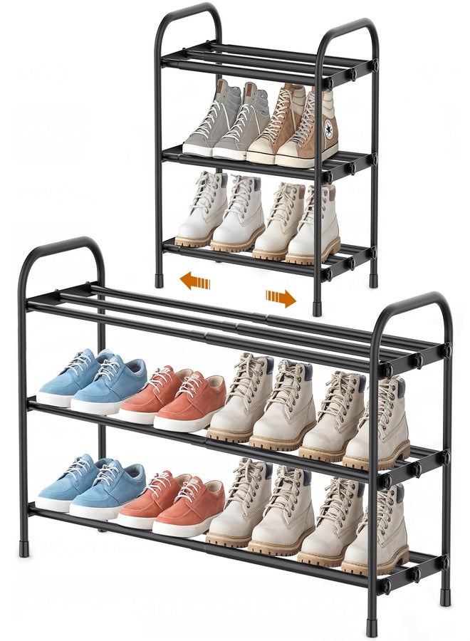 INSMART 3-Tier Expandable Shoe Rack, Stackable and Adjustable Shoes Organizer Storage Shelf, Sturdy and Durable Metal Structure Free Standing Shoe Rack for Closet Entryway Doorway - Image 1