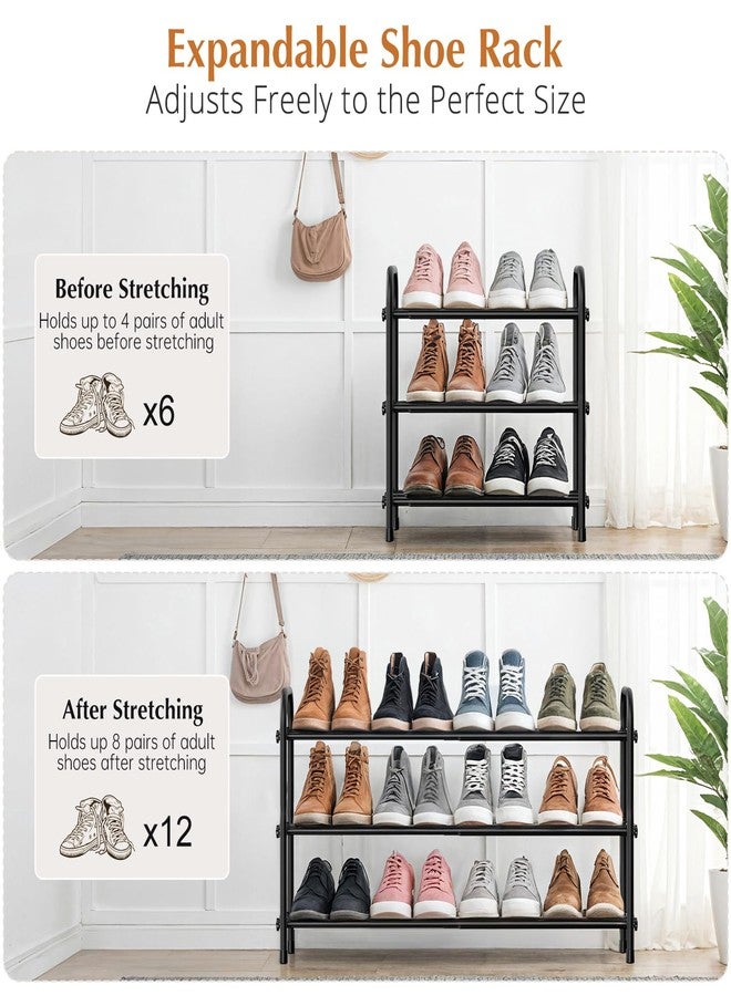 INSMART 3-Tier Expandable Shoe Rack, Stackable and Adjustable Shoes Organizer Storage Shelf, Sturdy and Durable Metal Structure Free Standing Shoe Rack for Closet Entryway Doorway - Image 2
