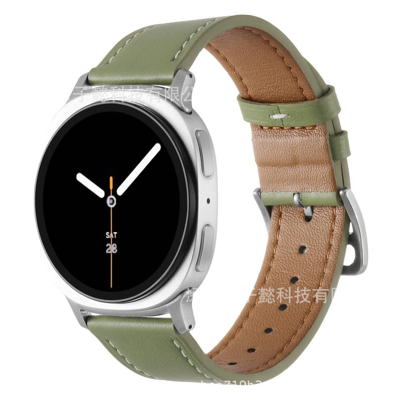 Adjustable Leather Classic Strap Smartwatch Band Compatible with Samsung Galaxy Watch 8 Classic with Fit Replacement Strap Green - Image 1