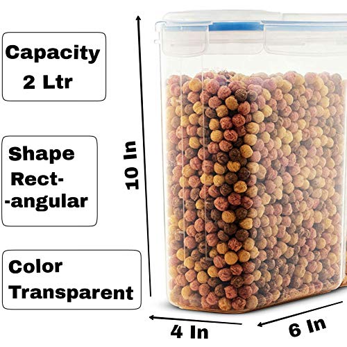 IMPREXO Air Tight Food Storage Containers Kitchen Containers For Storage Set Plastic Storage Box For Kitchen Airtight Containers Storage Jar Set For Kitchen Storage (Pack Of 3, 2150 ML),Transparent - Image 2