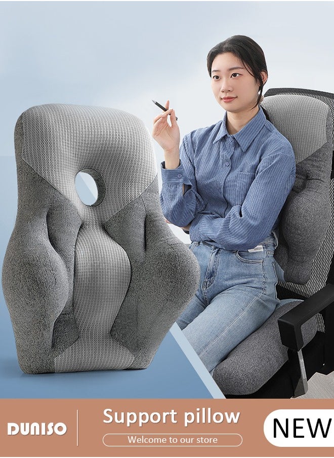 DUNISO - Lumbar Support Pillow with Breathable Hole for Office Chair and Car Seat, Ergonomic Memory Foam Back Cushion for Improve Lower Back PainRelief and Sitting Posture - Image 1
