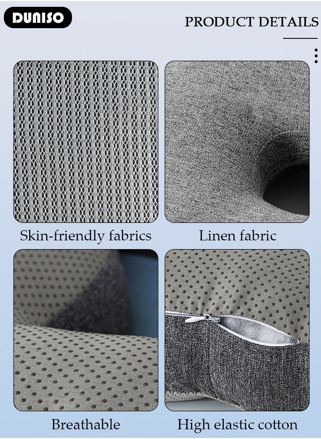 DUNISO - Lumbar Support Pillow with Breathable Hole for Office Chair and Car Seat, Ergonomic Memory Foam Back Cushion for Improve Lower Back PainRelief and Sitting Posture - Image 1