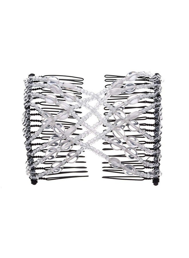 Lovef 3Pcs Magic Hair Comb Ladies Bead Stretchy Women Hair Combs Professional Double Magic Slide Metal Comb Clip Hairpins - Image 4