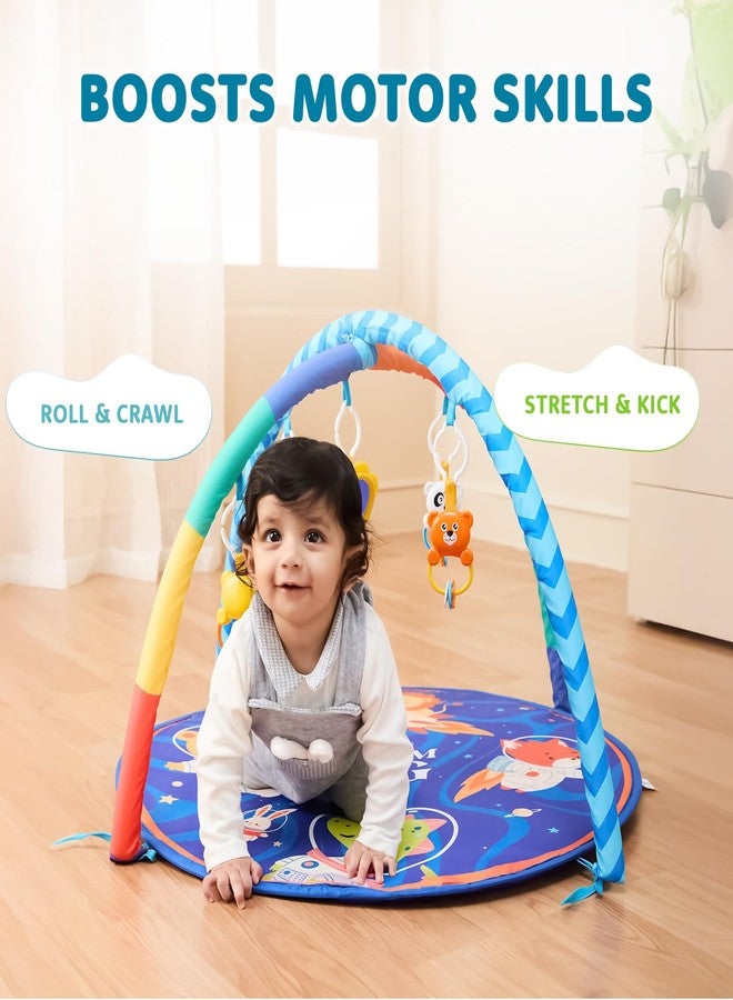 Supples Amazon Brand - Supples Baby Play Gym Mat | Activity Play Gym with Hanging Toys | 2-in-1 Baby Mat for 2+ Months | Astronaut Print | Multicolor | Soft Baby Bedding - Image 4