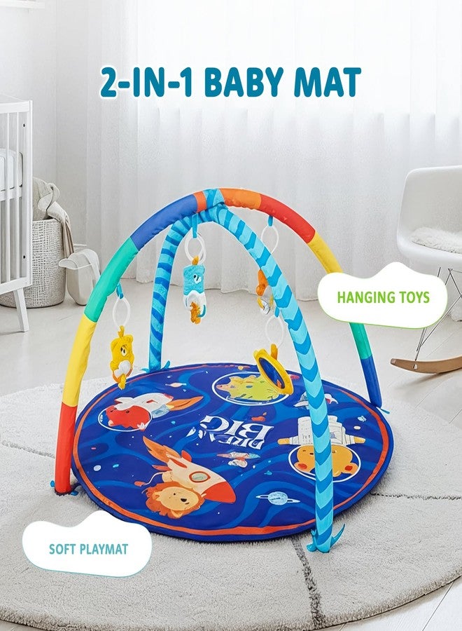 Supples Amazon Brand - Supples Baby Play Gym Mat | Activity Play Gym with Hanging Toys | 2-in-1 Baby Mat for 2+ Months | Astronaut Print | Multicolor | Soft Baby Bedding - Image 2