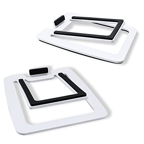 Sanyun SW601 15° Tilted Desk Speaker Stands for Compact 2''-3'' Computer PC Bookshelf Monitor Speakers, Steel Metal Base & Damping Foam Padding (Pair, White) - Image 1