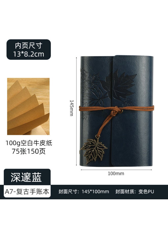 Boyi Retro Travel Pu Hand Ledger Soft Leather Loose-leaf Notebook A6a7 Portable Notebook Maple Leaf Diary - Image 1